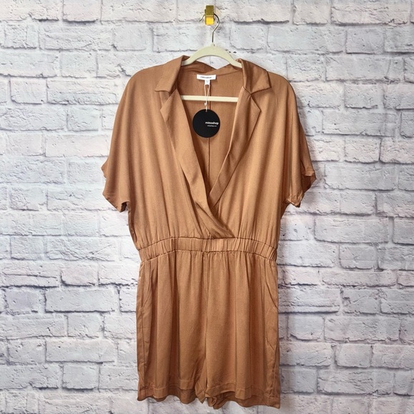Camel Short Sleeve Romper - Picture 1 of 7